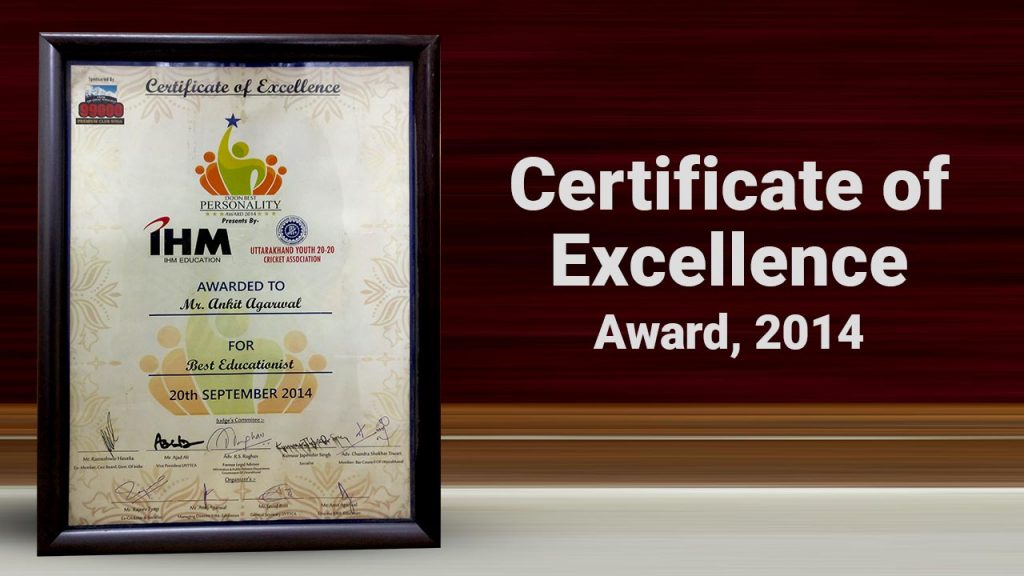 IHM Certificate of Excellence 2014